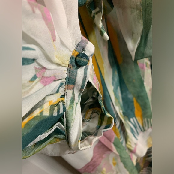 NWT Andrea Iyamah Sade Cover Up Chiffon Maxi Dress Size S/M (US 6-10) Blue/Gold - Picture 7 of 16